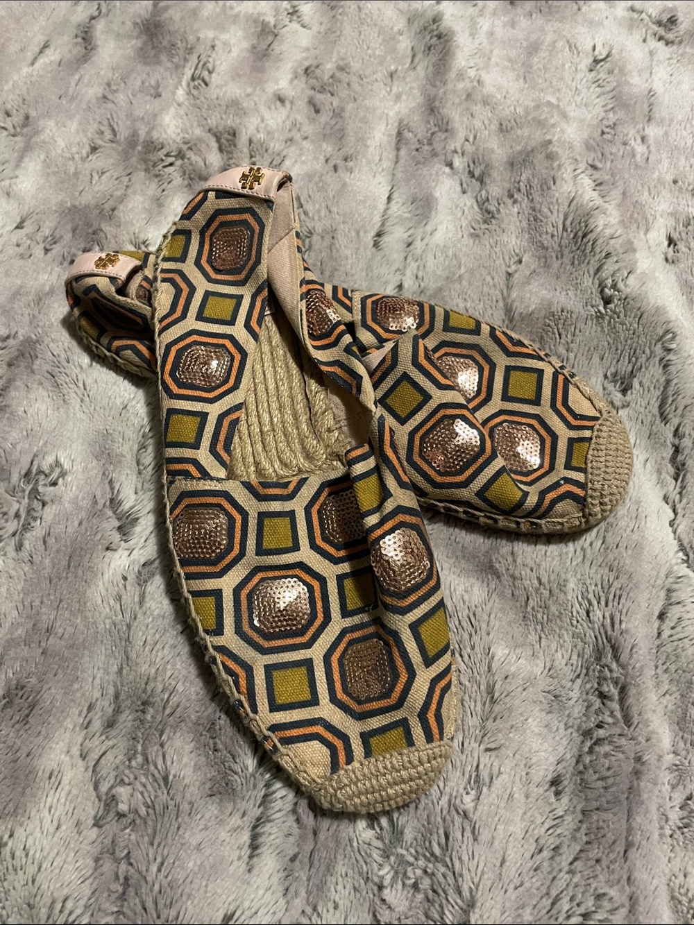 Women’s Tory Burch Patterned Espadrille Flats - Tan, Brown & Olive
